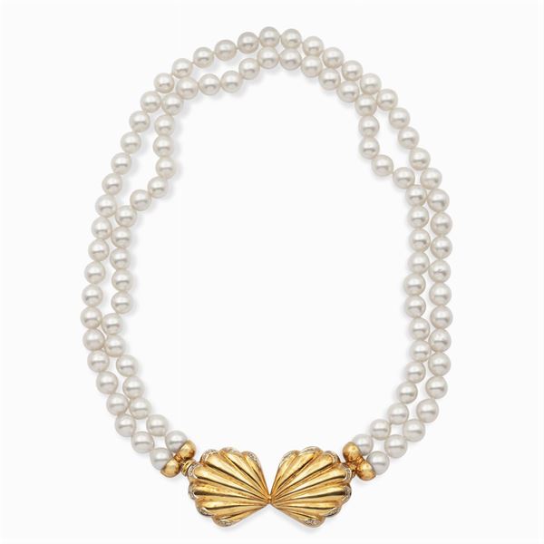 Collana a due fili di perle coltivate