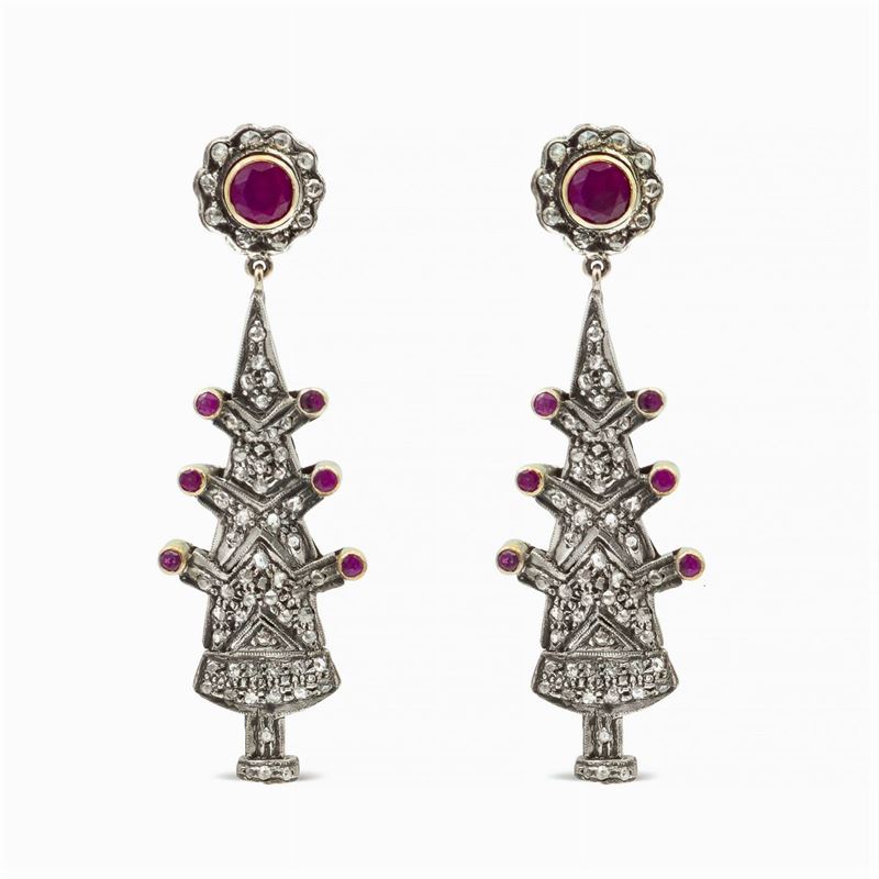 Orecchini Pendenti in Argento e Oro Rosa