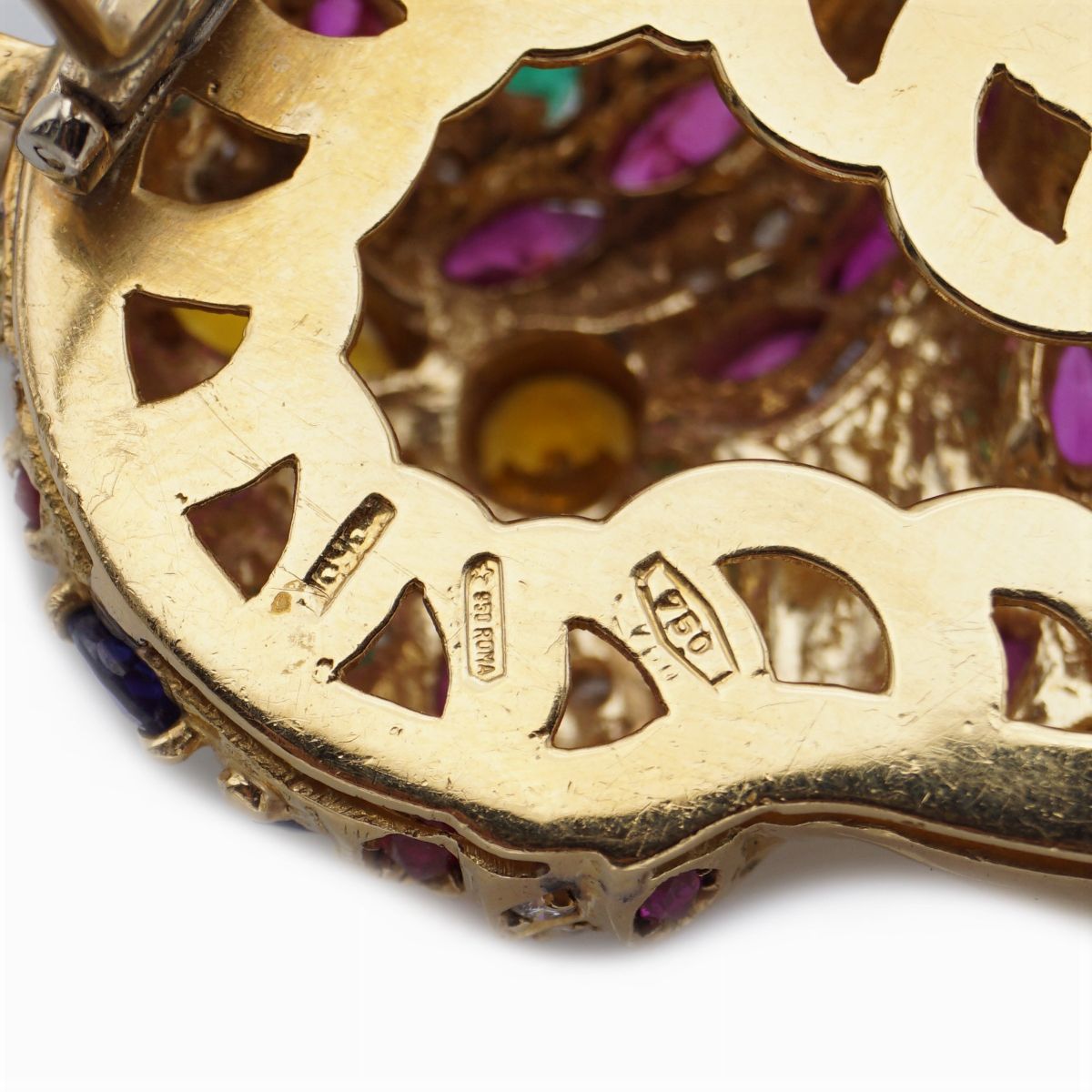 F. Moroni, Spilla Testa Sultano in Oro Giallo 18kt