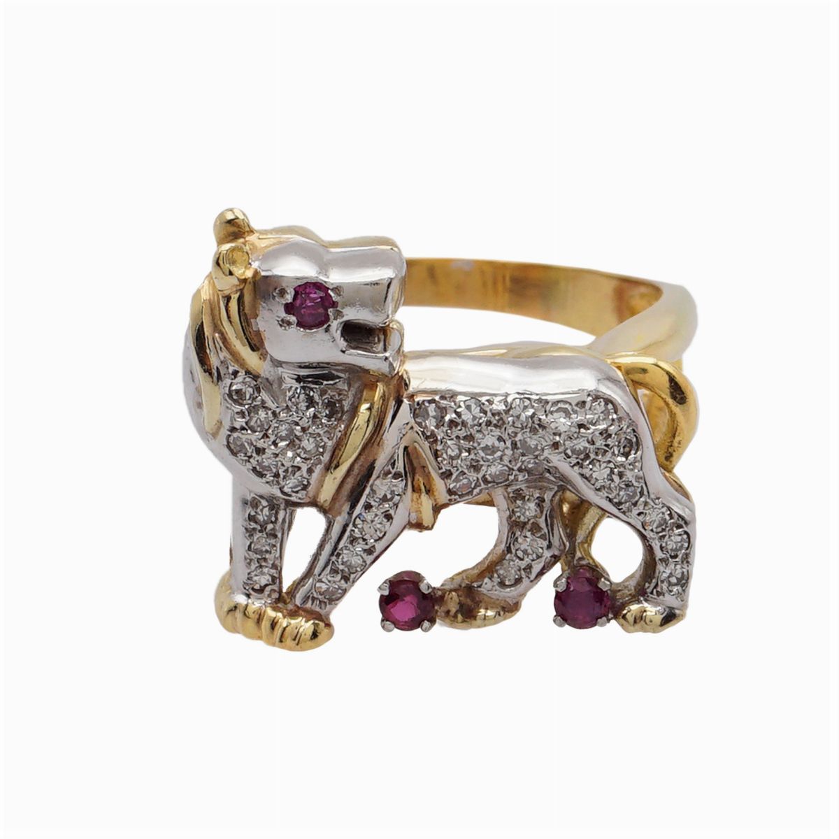 Maurice Katz, Anello Scultura in Oro Giallo e Bianco 14kt