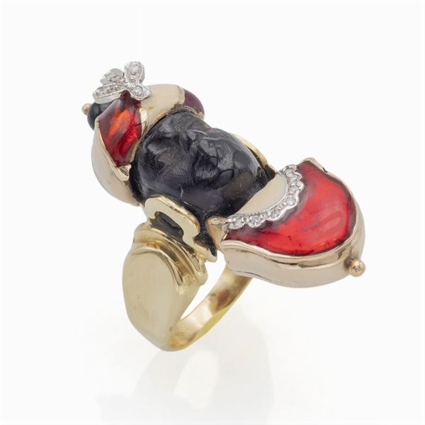 Anello moretto in oro giallo e bianco 18kt