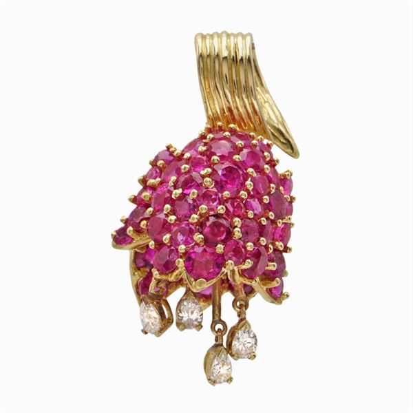 Pendente fiore in oro giallo 18kt