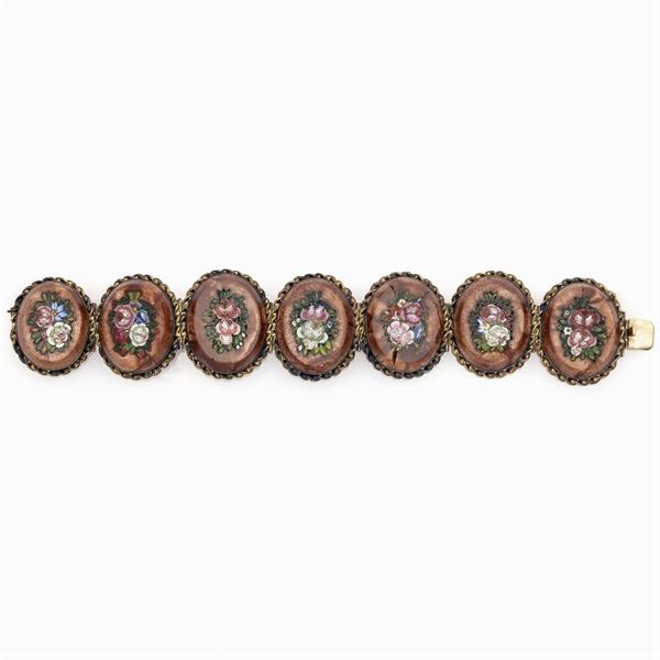 Bracciale in micromosaico a motivo floreale