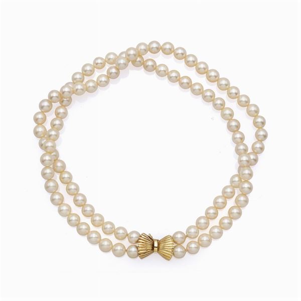 Collana a due fili di perle coltivate