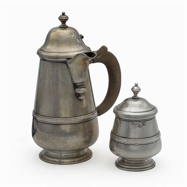 Silver coffee pot and sugar bowl (2)