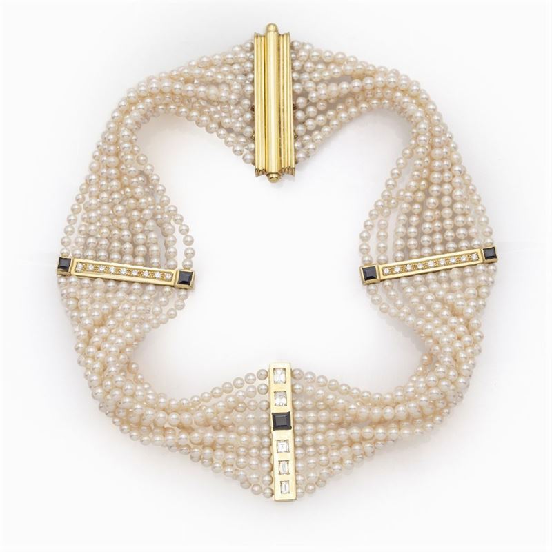 Choker Composto da 10 Fili di Perle