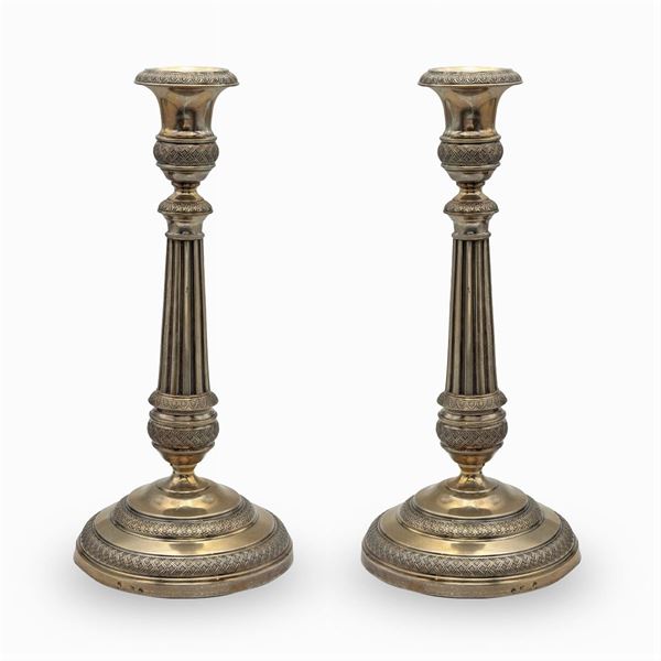 Pair of silver candlesticks