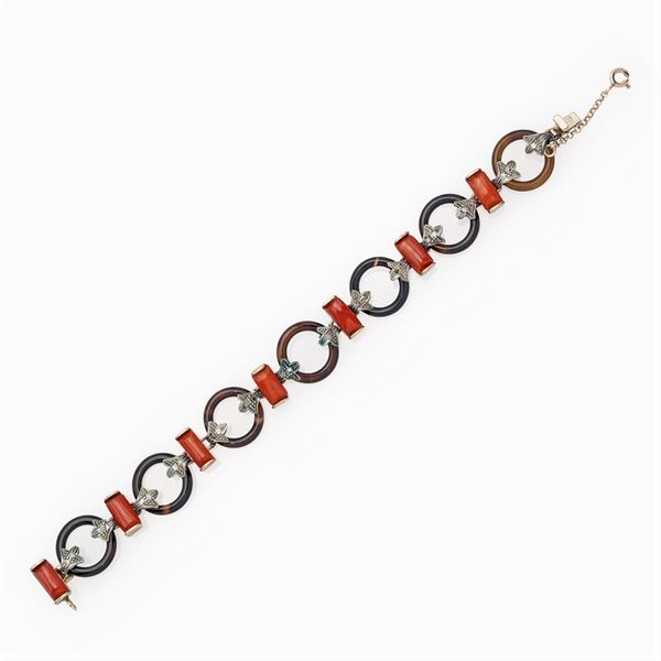 Bracciale in oro giallo 9kt e argento