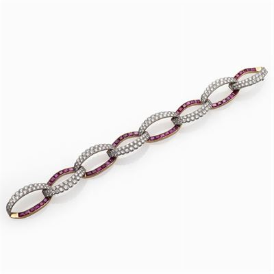 Cartier Paris, Importante Bracciale con Diamanti e Rubini