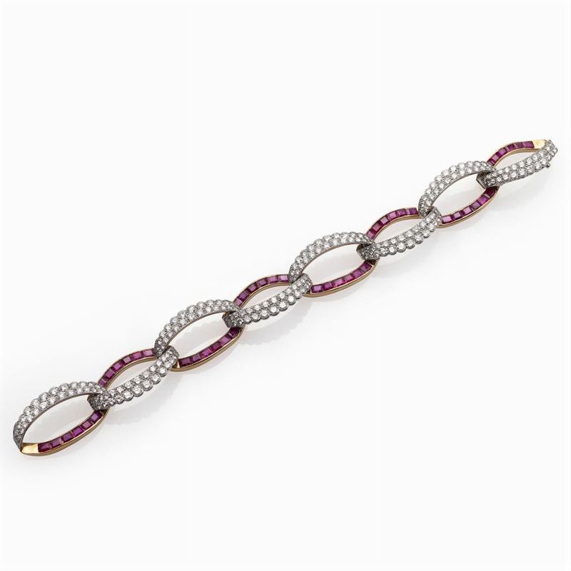 Cartier Paris, Importante Bracciale con Diamanti e Rubini