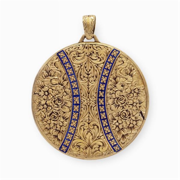 Pendente portaritratti in oro giallo 18kt