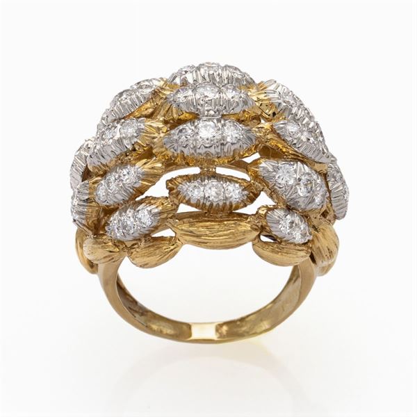 David Webb, anello in oro giallo 18kt e platino