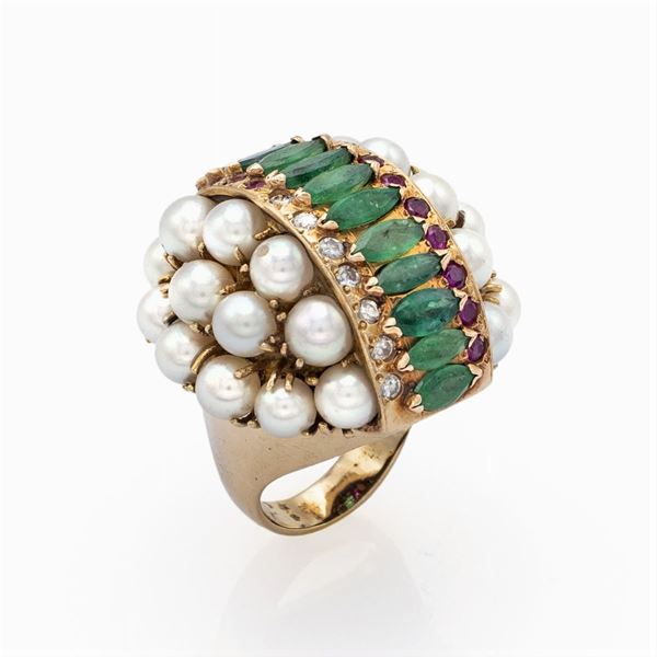 Anello Cocktail, in oro giallo 14kt
