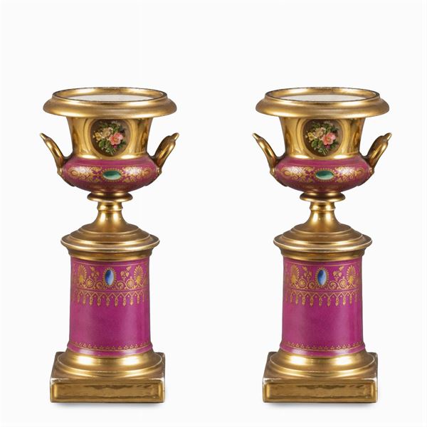 Pair of gilded porcelain vases