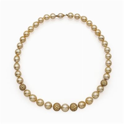 Collana Ad un Filo di Perle Golden South Sea