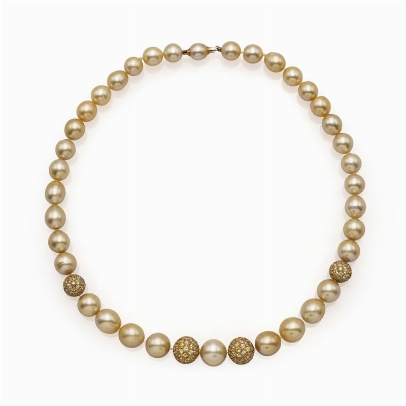 Collana Ad un Filo di Perle Golden South Sea
