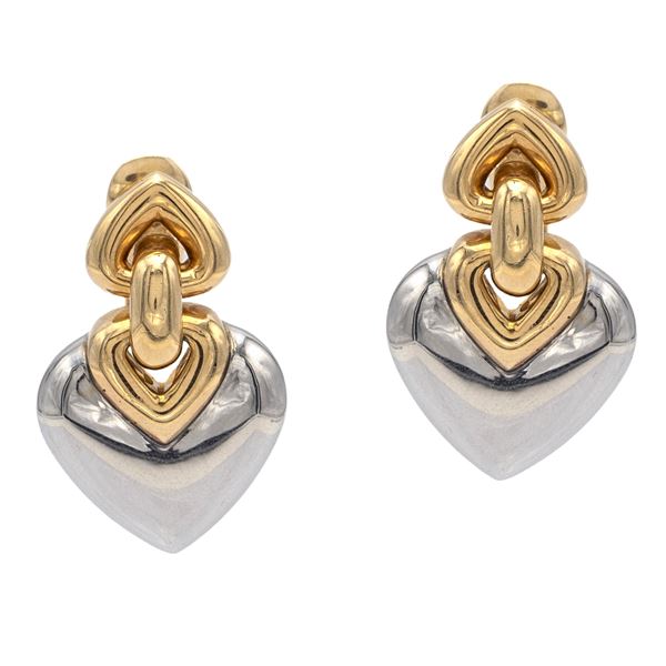 Bulgari, double heart pendant earrings
