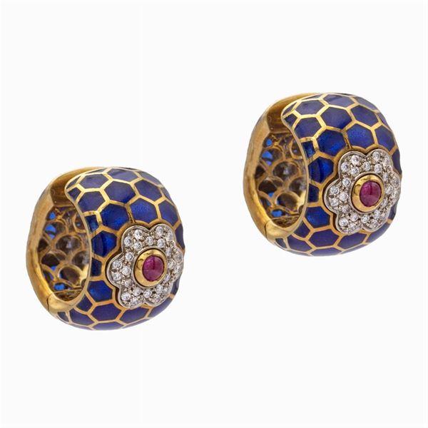 Orecchini cerchi bombati in oro giallo 18kt