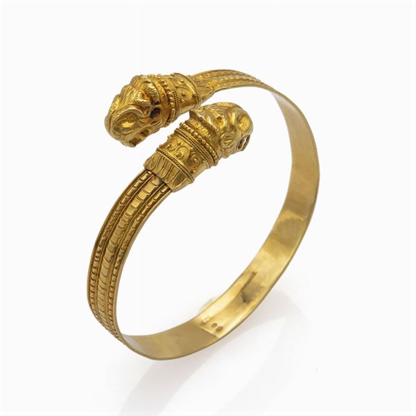 Lalaounis, bracciale a manetta in oro giallo 18kt