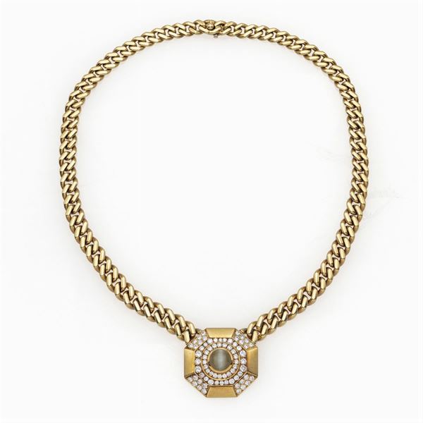 Bulgari, collana in oro giallo 18kt maglia groumette