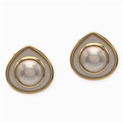 Marina Bulgari, Orecchini a Lobo in Oro Giallo 18kt e Madreperla