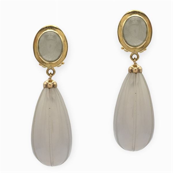 18kt yellow gold and agate pendant earrings