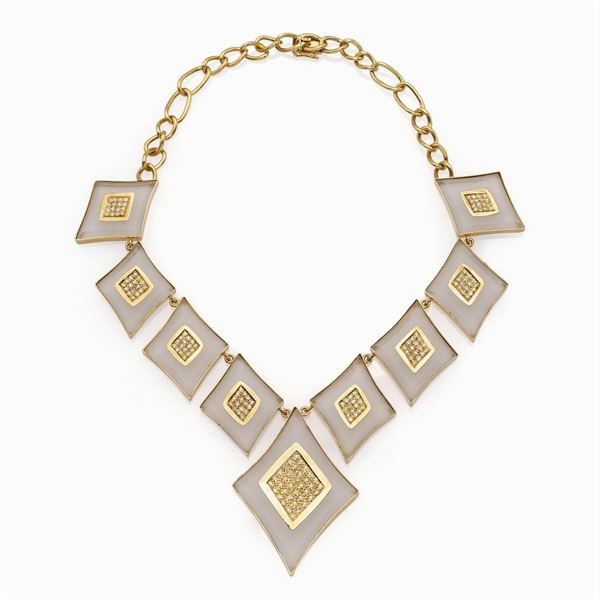 Collana in oro giallo 18kt e cristallo di rocca