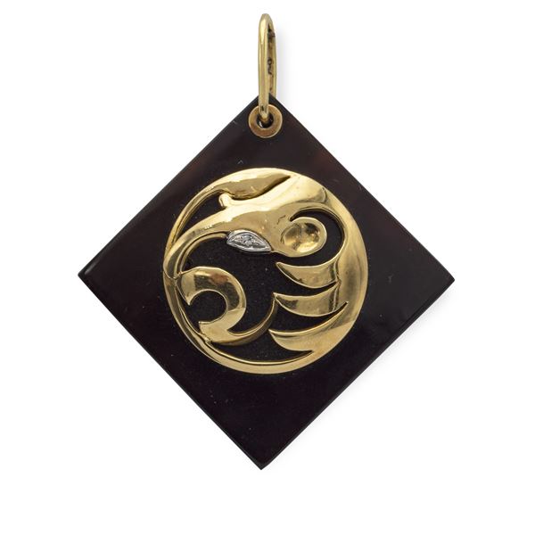 18kt two color gold and diamonds lion shaped pendant  (1970/80s)  - Auction FINE JEWELS  WATCHES FASHION VINTAGE - Colasanti Casa d'Aste