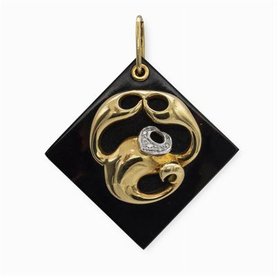 Pendente Scorpione in Oro a Due Colori 18kt e Diamanti