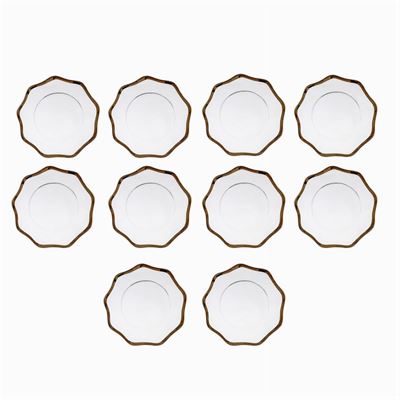 Set di Sottopiatti in Vetro Corteccia con Profilo Dorato (10)