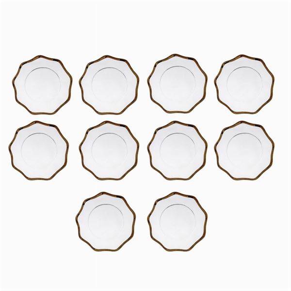 Set of glass mats with golden profile (10)