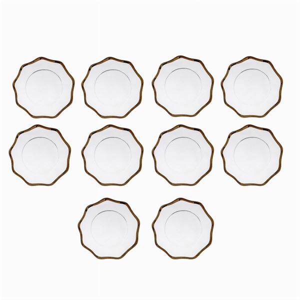 Set di sottopiatti in vetro corteccia con profilo dorato (10)