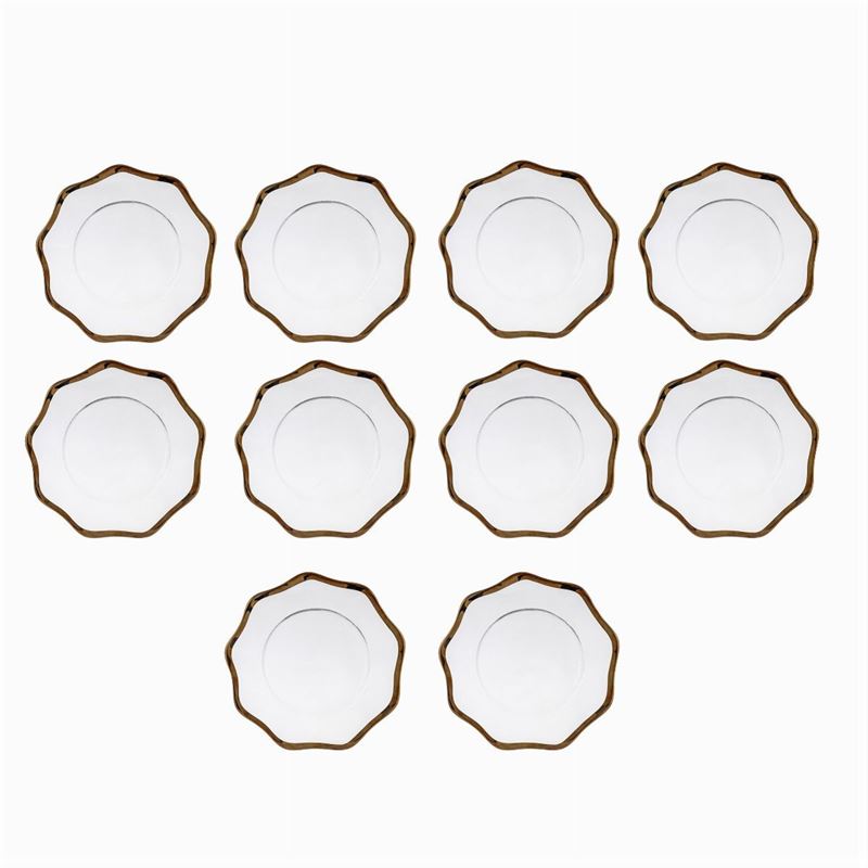 Set di Sottopiatti in Vetro Corteccia con Profilo Dorato (10)