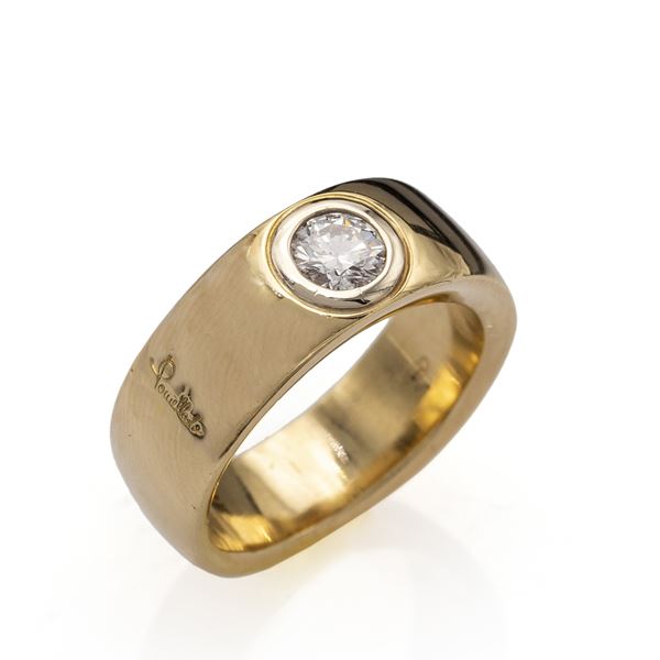 Pomellato, anello in oro giallo 18kt con un diamante
