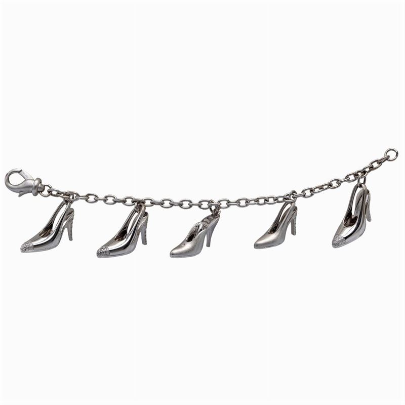 Alfieri & St. John, Bracciale Charms in Oro Bianco 18kt e Diamanti