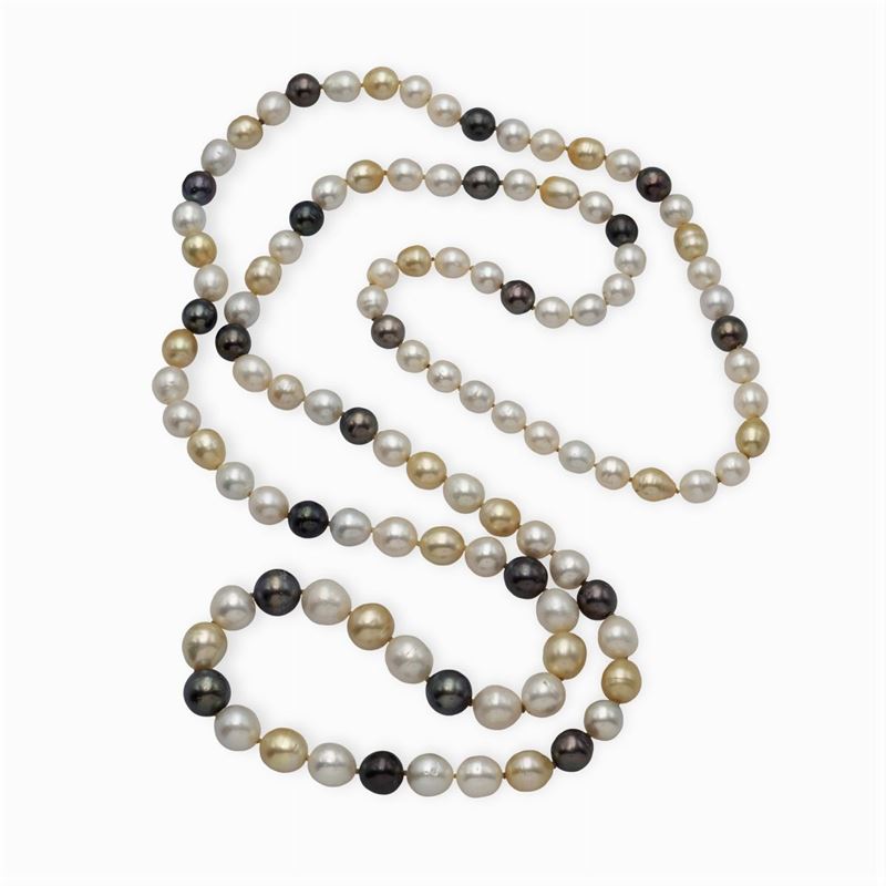 Lunga Collana di Perle South Sea, Golden e Tahiti