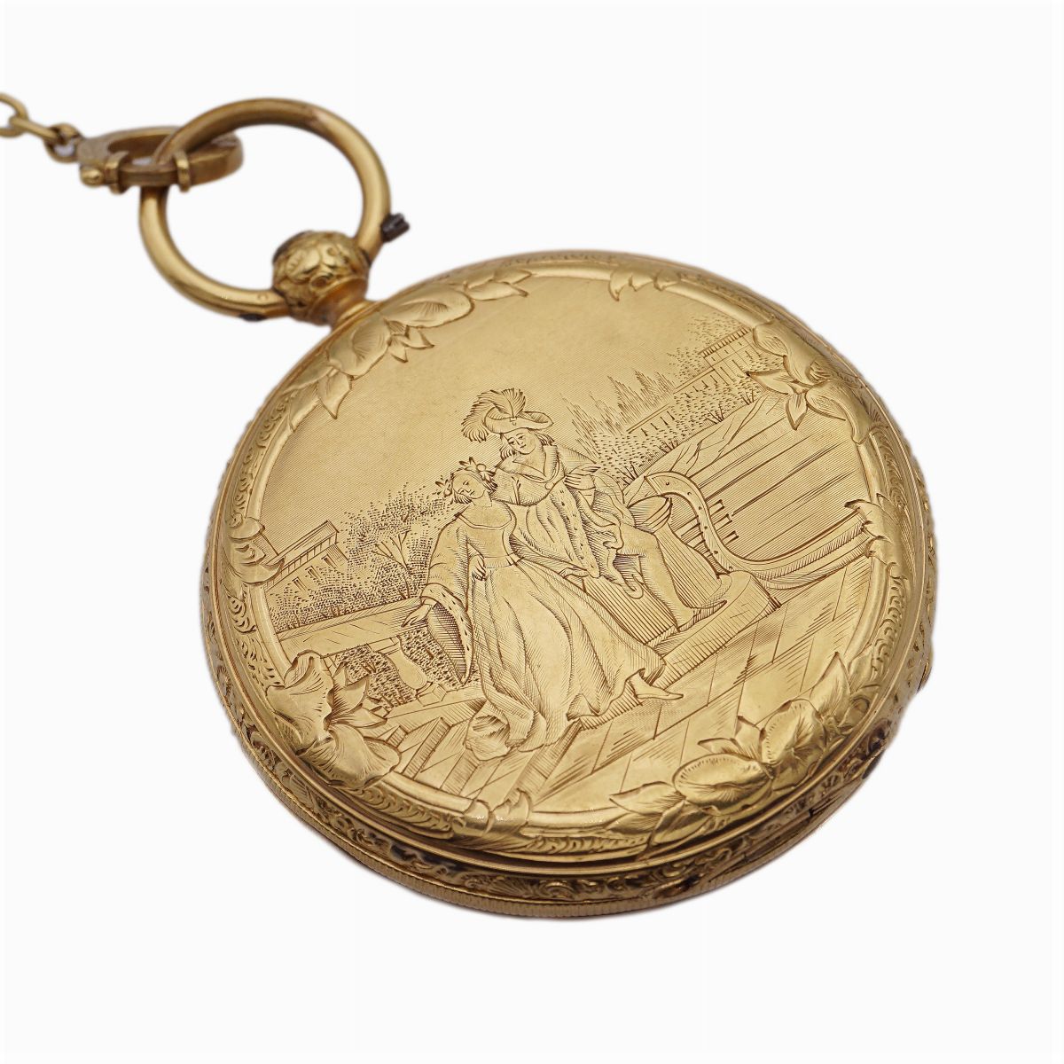 Aiguille, Orologio da Tasca Savonette con Catena e Chiavetta