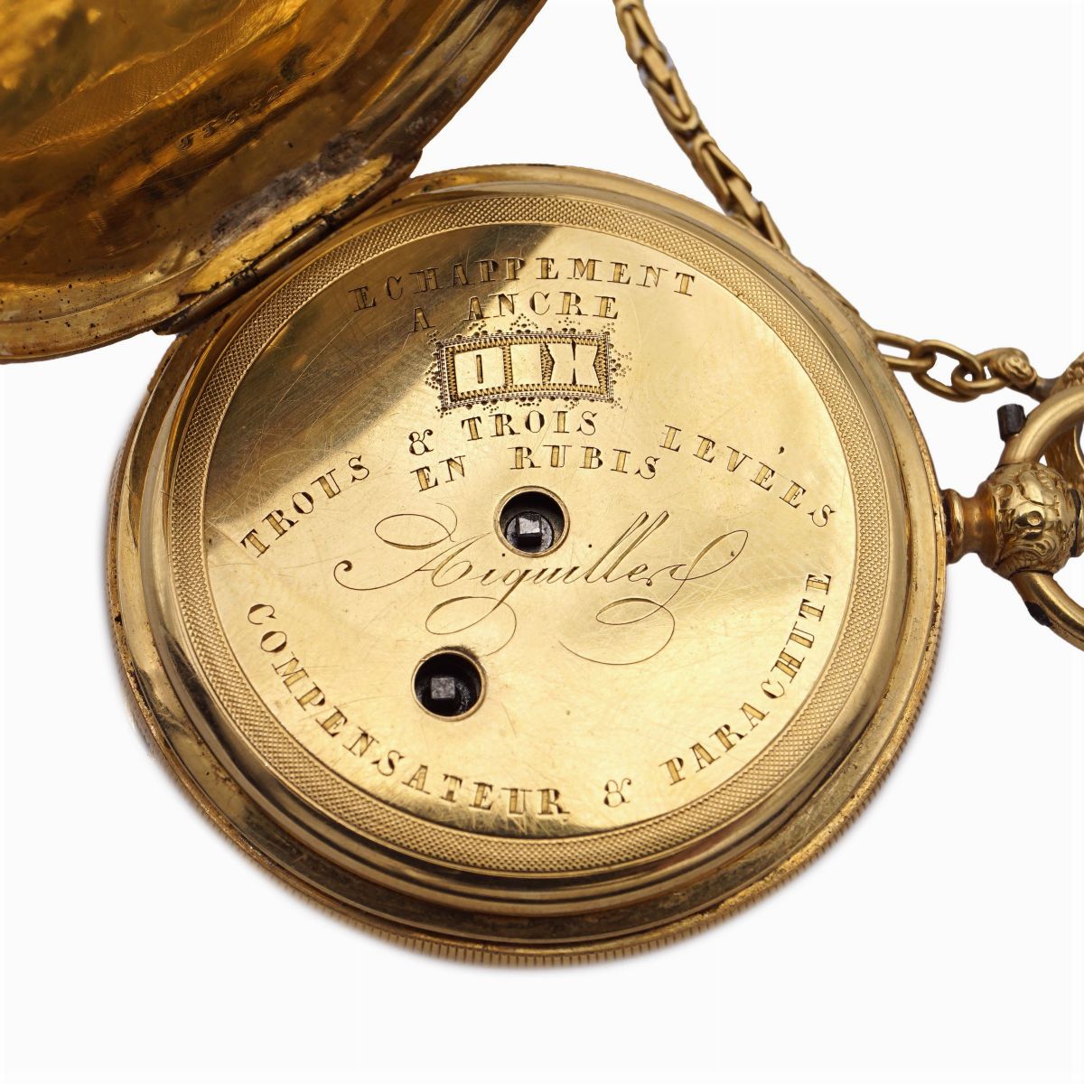Aiguille, Orologio da Tasca Savonette con Catena e Chiavetta