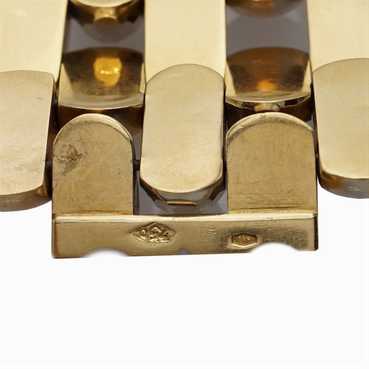 Bracciale Maglie a Carrarmato in Oro a Tre Colori 18kt