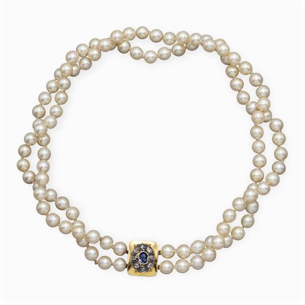 Collana a due fili di perle coltivate