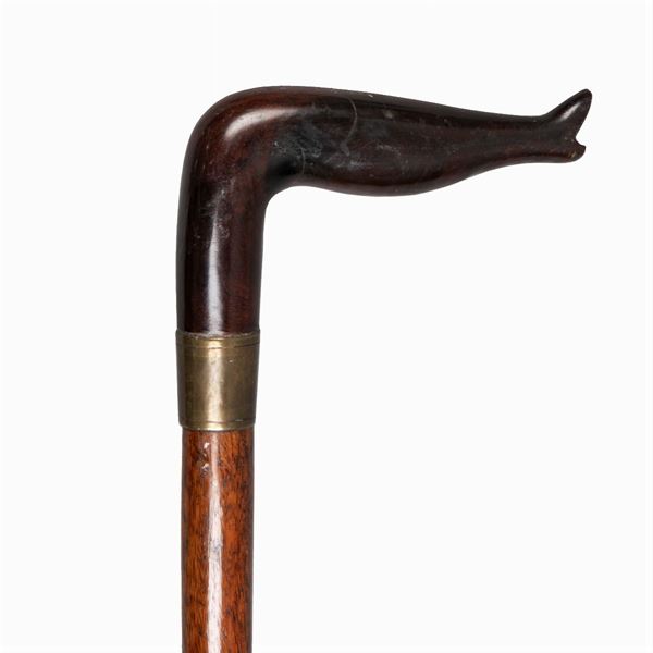 Wood and metal walking stick