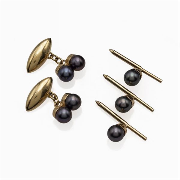 Set of cufflinks and three buttons smoking set  (1940/50s)  - Auction FINE JEWELS  WATCHES FASHION VINTAGE - Colasanti Casa d'Aste