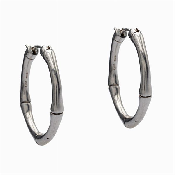 Gucci collezione Bambu, orecchini cerchi in argento