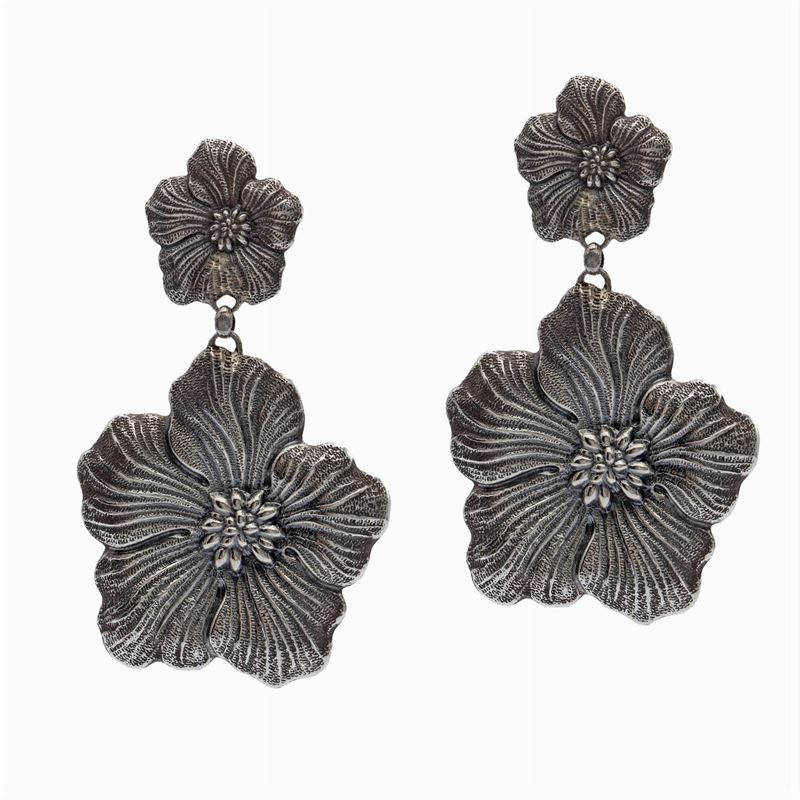 Gianmaria Buccellati Collezione Gardenia, Orecchini Pendenti in Argento