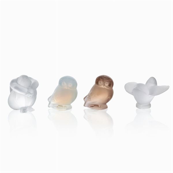Group of transparent and colored glass sculptures (4)