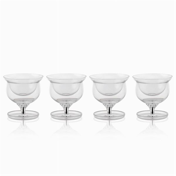 Set of clear glass caviar cups (4)  (Italy, 20th century)  - Auction FINE SILVER AND ART OF THE TABLE - Colasanti Casa d'Aste