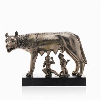 Grande Scultura in Argento e Marmo