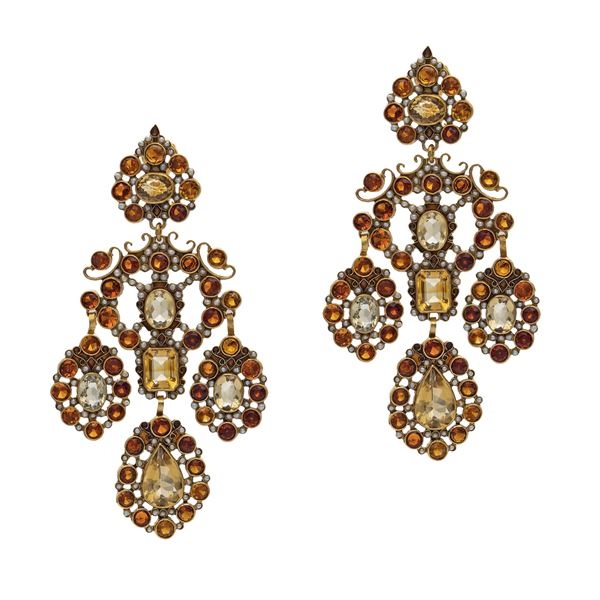 Percossi Papi, floral motif pendant earrings