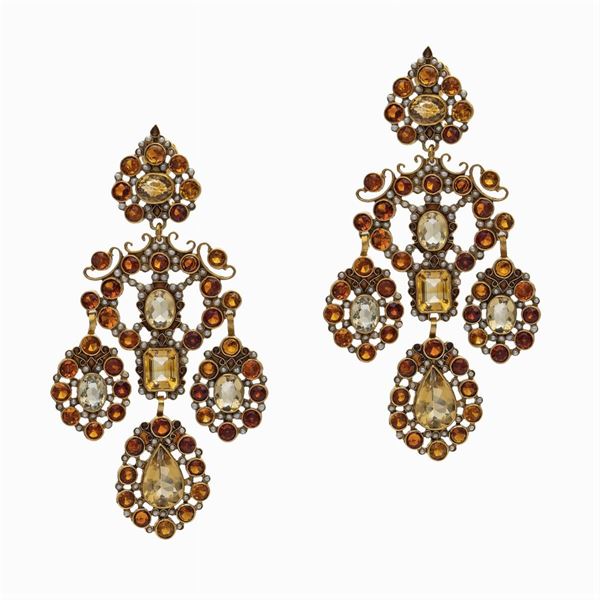 Percossi Papi, floral motif pendant earrings
