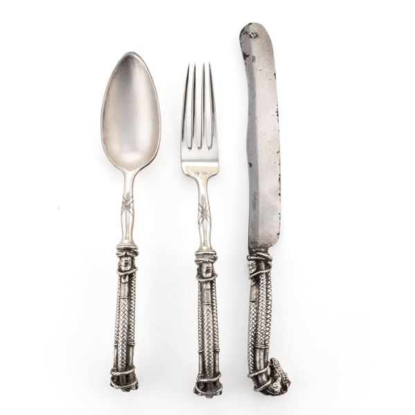 Set of three silver cutlery (3)  (Austria, 1862)  - Auction FINE SILVER AND ART OF THE TABLE - Colasanti Casa d'Aste